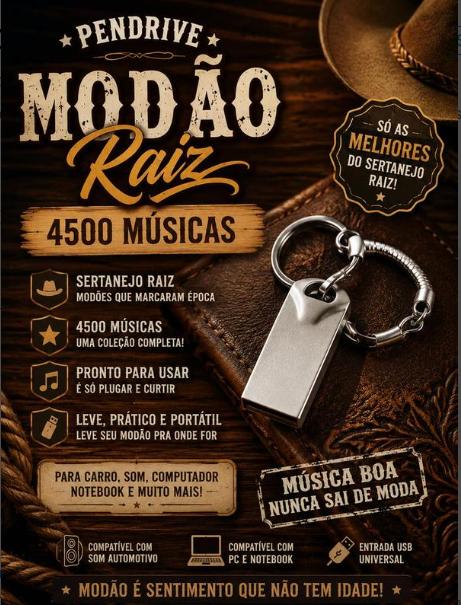 Pendrive Modão Raiz com 4500 músicas